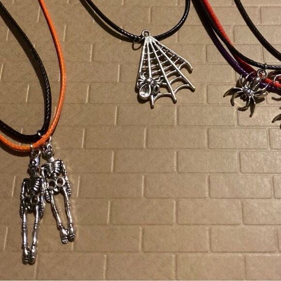 Creepy, Large Skeleton Pendant, With Black Wax Cord Adjustable Neckace - Picture 8 of 9